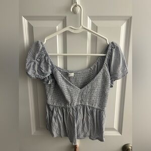 Blue And White Stripped Flowy Top